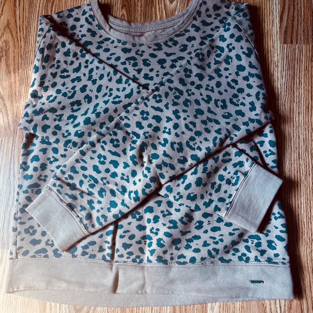 Abercrombie & Fitch Leopard Print Crew Neck Sweater - Brown with Black Medium
